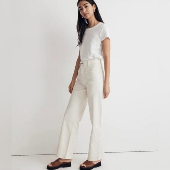 NEW Madewell The Perfect Vintage Wide Leg High Waisted Jean Patch Pocket Ecru - Picture 2 of 10